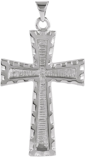 14K Gold Cross Pendant – 34x23mm - White Gold