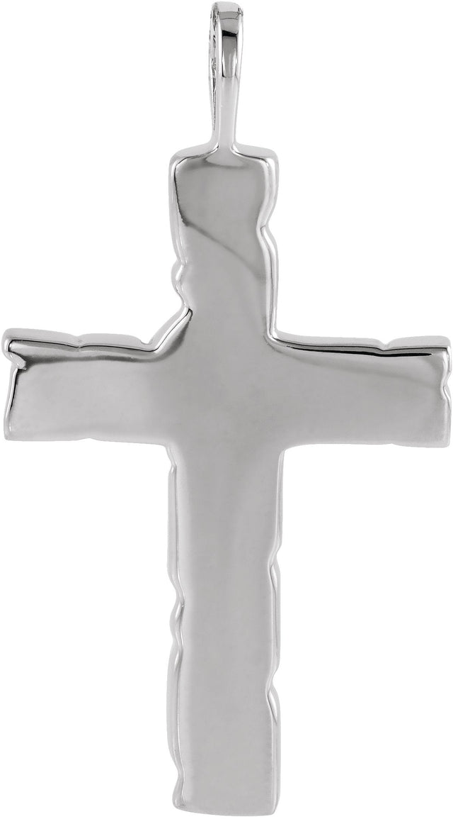 14K Gold Nugget Cross Pendant - White Gold - view 3