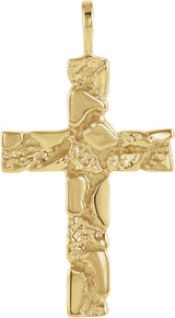 18K Gold Nugget Cross Pendant