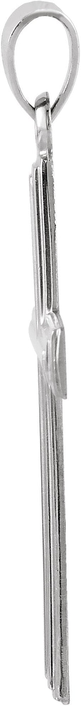14K Gold Cross Pendant – 24x14mm - White Gold - view 2
