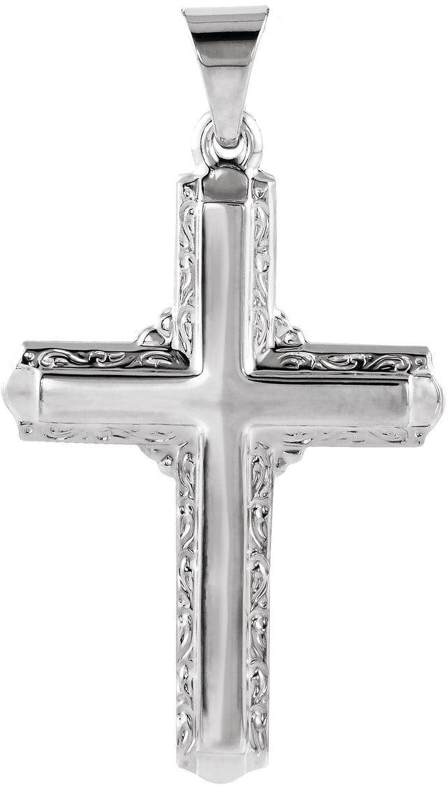14K Gold Cross Pendant VII - White Gold