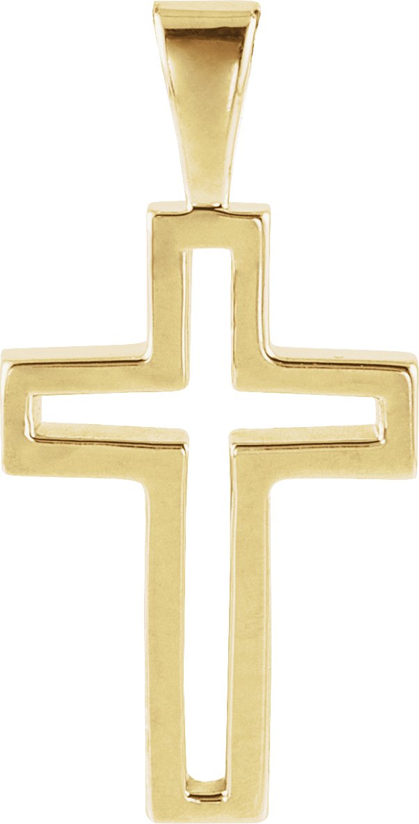 18K Gold Cross Pendant – 13.5x9.5mm
