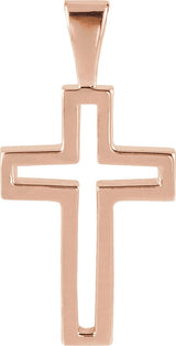 14K Gold Cross Pendant – 13.5x9.5mm - Rose Gold