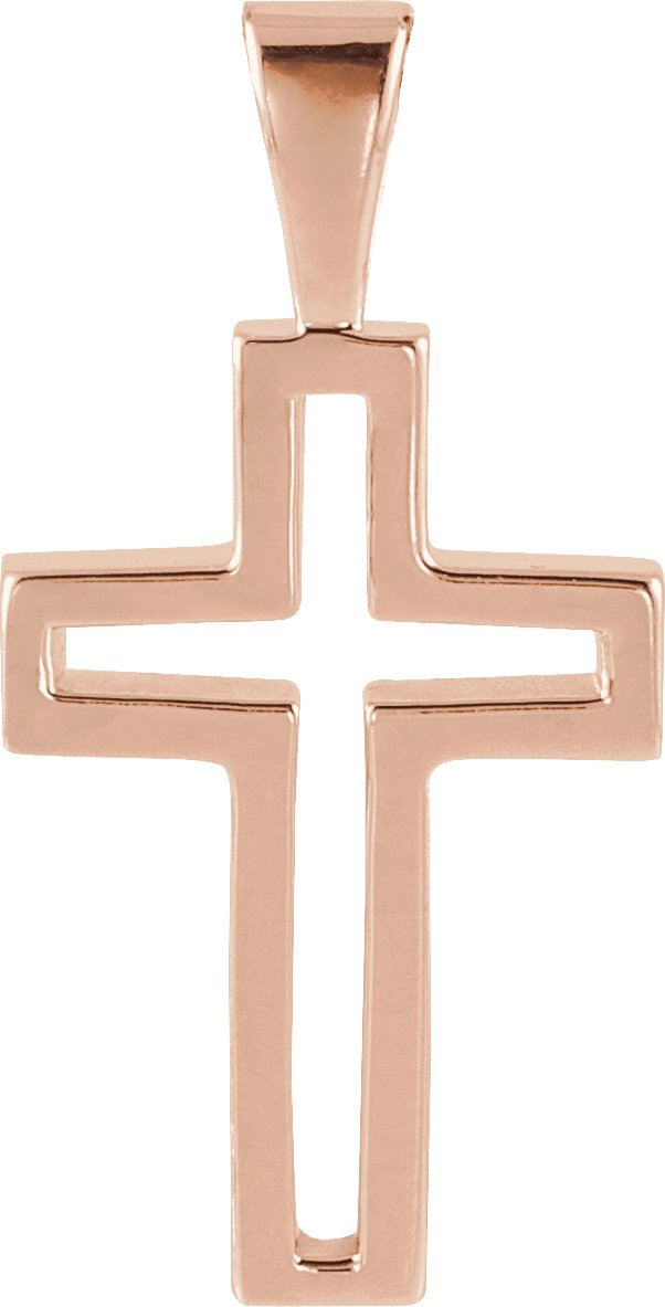 14K Gold Cross Pendant – 13.5x9.5mm - Rose Gold