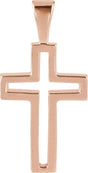 14K Gold Cross Pendant – 13.5x9.5mm - Rose Gold