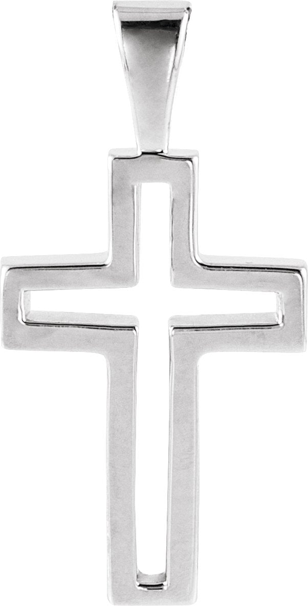 14K Gold Cross Pendant – 13.5x9.5mm - White Gold