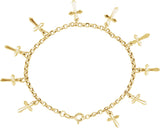 14K Gold Cross Charm Bracelet