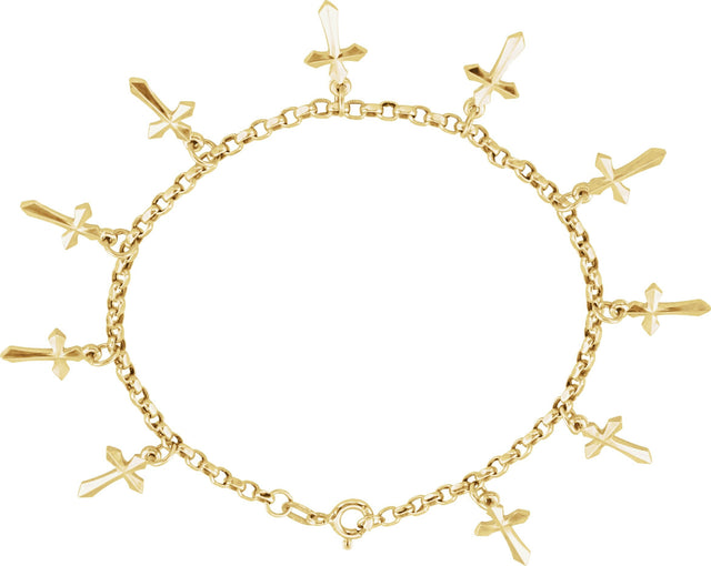 14K Gold Cross Charm Bracelet