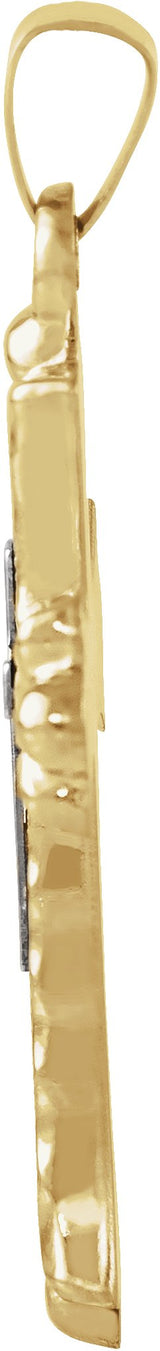 14K Gold Hollow Cross Pendant – 25.5x18mm - view 2