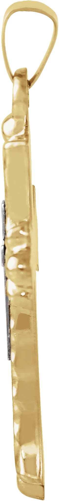 14K Gold Hollow Cross Pendant – 25.5x18mm - view 2