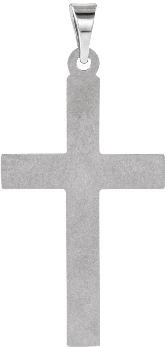 14K Gold Cross Pendant – 24x14mm - White Gold - view 3