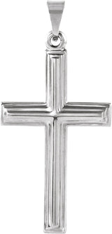14K Gold Cross Pendant – 24x14mm - White Gold