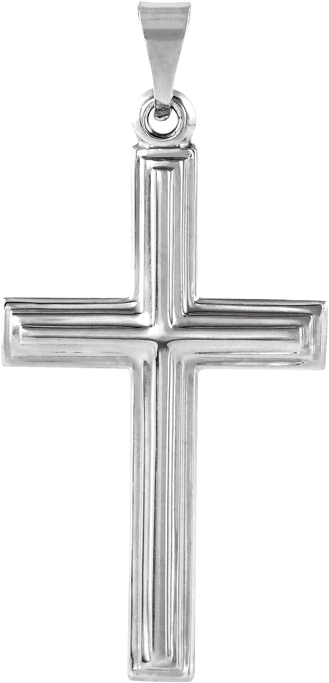 14K Gold Cross Pendant – 24x14mm - White Gold