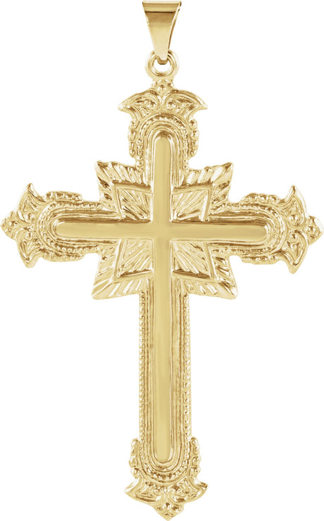 14K Gold Cross Pendant – 47x31mm