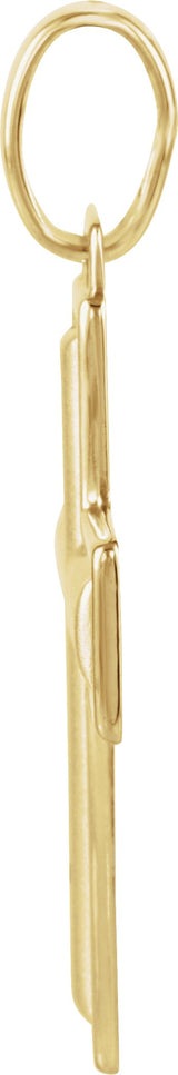 14K Gold Round Natural Diamond Cross Pendant – 1/10 CTW - Yellow Gold - view 4