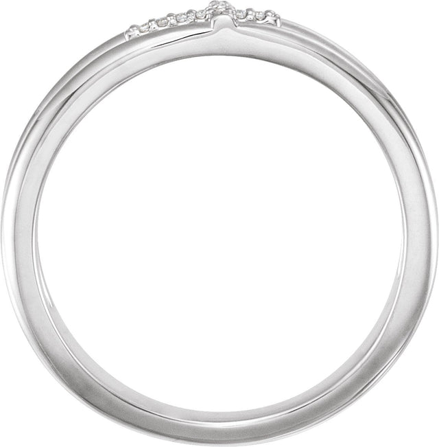 14K Gold Round Natural Diamond Negative Space Cross Ring - White Gold - view 4
