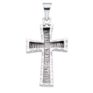 14K Gold Cross Pendant – 23x16mm - White Gold