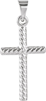 14K Gold Cross Necklace or Pendant – 17.5x11mm - White Gold