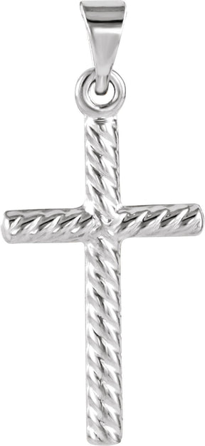14K Gold Cross Necklace or Pendant – 17.5x11mm - White Gold