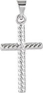 14K Gold Cross Necklace or Pendant – 17.5x11mm - White Gold