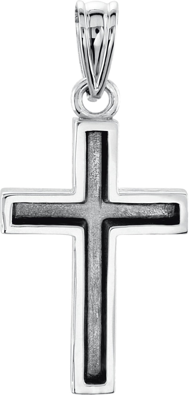 14K Gold Cross Pendant – 20x13mm - White Gold - view 3