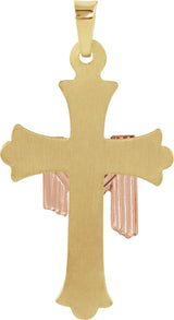 14K Gold Cross with Robe Pendant - view 3