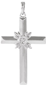 14K Gold Cross Pendant – 32.5x19.5mm - White Gold
