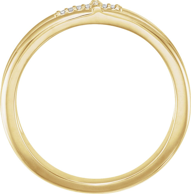 14K Gold Round Natural Diamond Negative Space Cross Ring - Yellow Gold - view 4