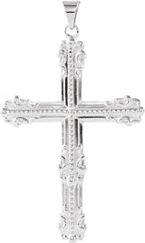 14K Gold Cross Pendant – 47x31.5mm - White Gold