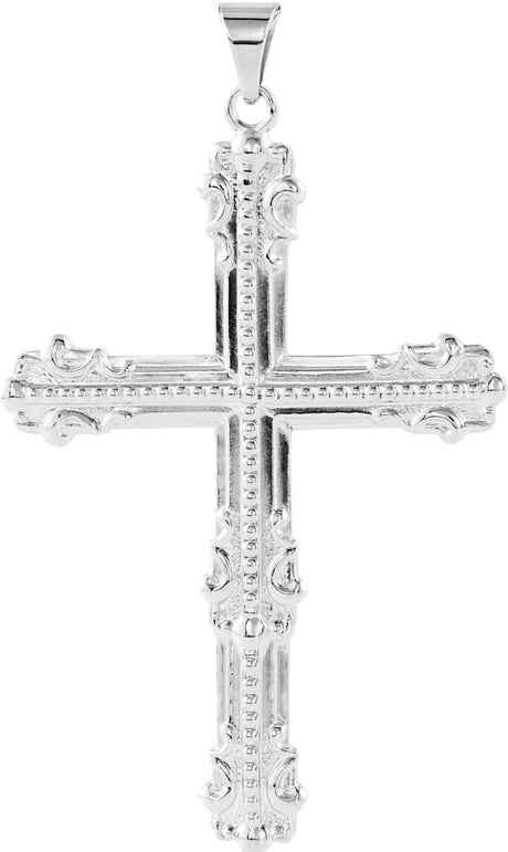 14K Gold Cross Pendant – 47x31.5mm - White Gold