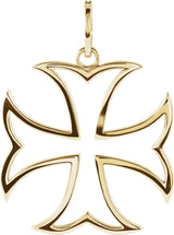 14K Gold Round Natural Diamond Maltese Cross Pendant – 5/8 CTW - Yellow Gold - view 6