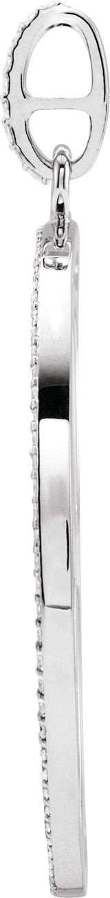14K Gold Round Natural Diamond Maltese Cross Pendant - White Gold - view 5