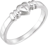 14K Gold Heart & Cross Chastity Ring - White Gold
