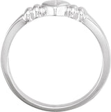 10K Gold Heart & Cross Chastity Ring - White Gold - view 2