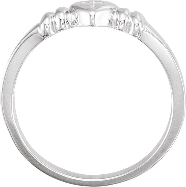 10K Gold Heart & Cross Chastity Ring - White Gold - view 2