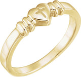 10K Gold Heart & Cross Chastity Ring - Yellow Gold
