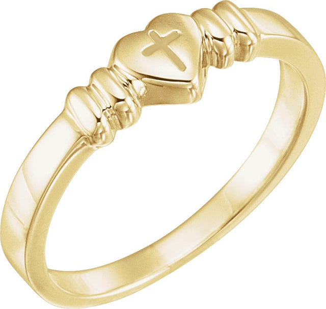 10K Gold Heart & Cross Chastity Ring - Yellow Gold