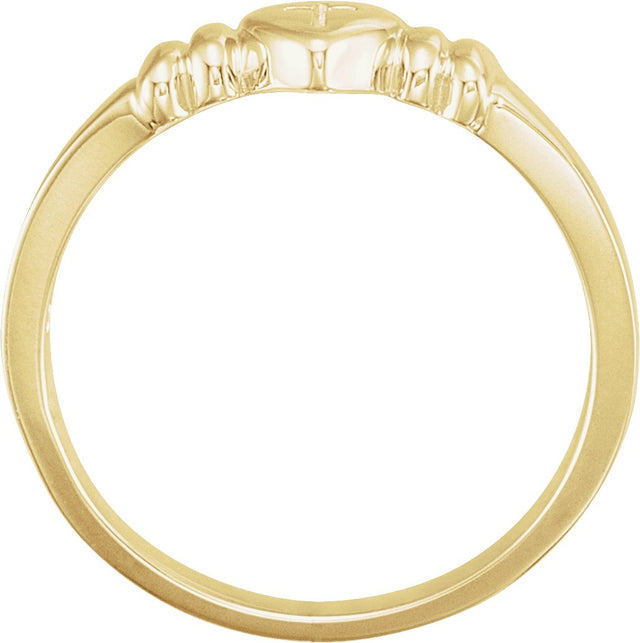 10K Gold Heart & Cross Chastity Ring - Yellow Gold - view 2