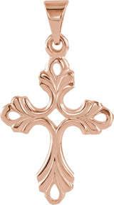 14K Gold Cross Pendant – 19.5x15mm - Rose Gold