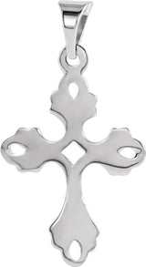 14K Gold Cross Pendant – 19.5x15mm - White Gold - view 3