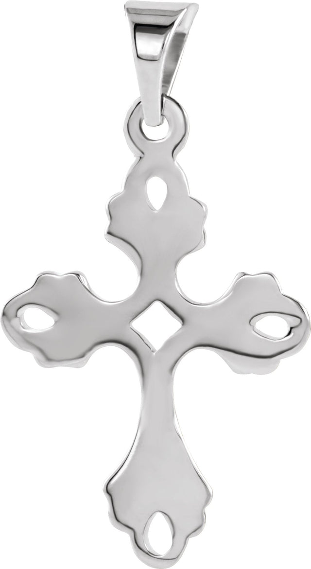14K Gold Cross Pendant – 19.5x15mm - White Gold - view 3