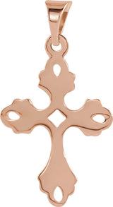 14K Gold Cross Pendant – 19.5x15mm - Rose Gold - view 3