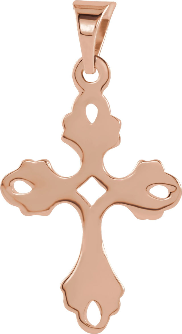 14K Gold Cross Pendant – 19.5x15mm - Rose Gold - view 3