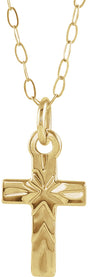 14K Gold Youth Cross Necklace – 9.5x6.5mm - Yellow Gold