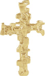18K Gold Nugget Cross Pendant – 38x22mm