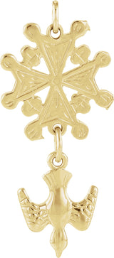 14K Gold Huguenot Cross Pendant - Yellow Gold