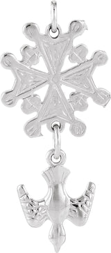 14K Gold Huguenot Cross Pendant - White Gold