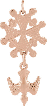 14K Gold Huguenot Cross Pendant - Rose Gold