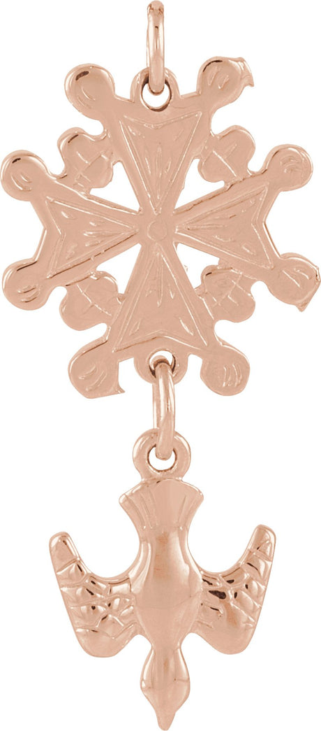 14K Gold Huguenot Cross Pendant - Rose Gold