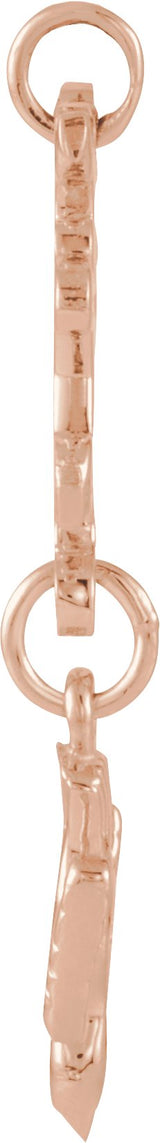 14K Gold Huguenot Cross Pendant - Rose Gold - view 2